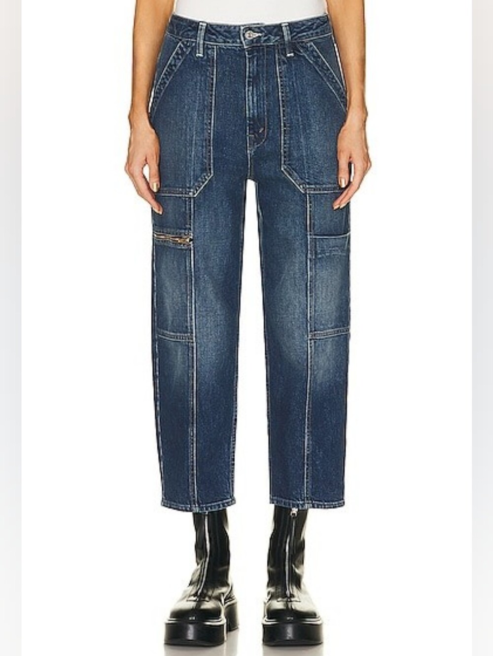 MOTHER Private Zip Pocket Ankle Jeans In Mile High Size 30
